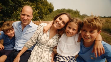 Princess Kate and Prince William along with Prince George (right), Princess Charlotte (second right) and Prince Louis (left). PA