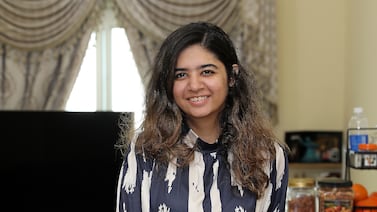 Rihea Sadarangani pays Dh65,000 a year for a two-bedroom apartment at the Nasser Al Razouqi Residency 2 building in Al Qusais 1 in Dubai. Pawan Singh / The National