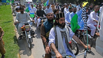 People gather at a rally to celebrate the birthday of the Prophet Mohammed, in Islamabad. AFP