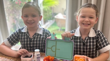 Ava, 5, and Sophia, 9, love home-made, nut-free pesto pasta. Photo: Sarah Brooks