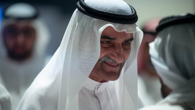Sheikh Hamad bin Mohammed Al Sharqi, Ruler of Fujairah, attends the 52nd Union Day official show during Cop28 in Dubai. Rashed Al Mansoori / UAE Presidential Court 