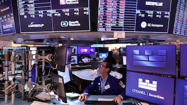 Traders at the New York Stock Exchange during morning trading on Wednesday. Getty