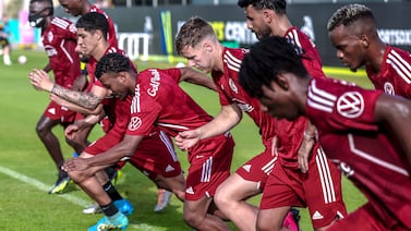 Gulf United in training ahead of the new UAE Division One football season. Victor Besa / The National