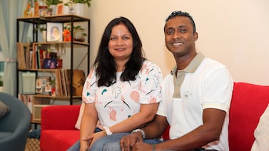 Sunny Noronha and his wife Anu Noronha paying 60k AED rent for one bedroom apartment in the Al Wasl R441 building in Dubai. Pawan Singh / The National 