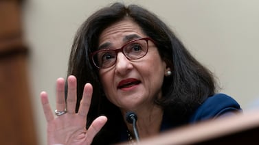 Minouche Shafik testifies before members of US Congress at a hearing on Capitol Hill. AP
