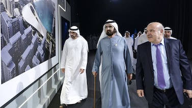 Sheikh Mohammed bin Rashid, Vice President and Ruler of Dubai, receives a tour of the proposed plans to transform Dubai South into a cultural hub. Photo: WAM
