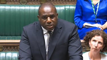 In this video grab taken from footage broadcast by the UK Parliamentary Recording Unit (PRU) via the Parliament TV website on September 2, 2024, Britain's Foreign Secretary David Lammy makes a statement on arms sales to Israel.  Britain said Monday it would suspend some arms exports to Israel, citing a "clear risk" that they could be used in a serious breach of international humanitarian law.  (Photo by PRU  /  AFP)  /  RESTRICTED TO EDITORIAL USE - NO USE FOR ENTERTAINMENT, SATIRICAL, ADVERTISING PURPOSES - MANDATORY CREDIT " AFP PHOTO  /  PRU "