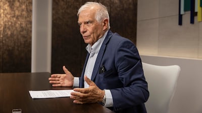 High Representative of the European Union for Foreign Affairs and Security Policy Josep Borrel said during an interview with The National that the EU is conducting “intense shuttle diplomacy” to reduce tensions in the Middle East. Antonie Robertson/The National