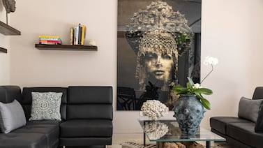 The villa is decorated with large white corals Pascal found washed up on the beach in Fujairah
