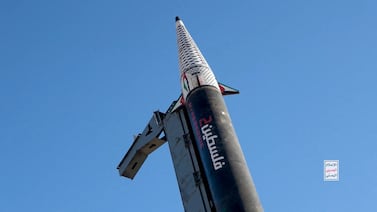 Yemen's Houthis released this image of what they claimed was a hypersonic missile named Palestine 2. Reuters