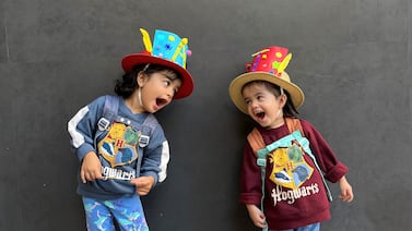 Anya, left, and Inaya were conceived through IVF. Shweta Jain / The National