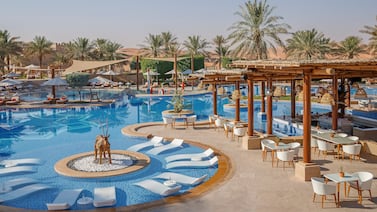 The pool at Qasr Al Sarab Desert Resort by Anantara. Photo: Anantara