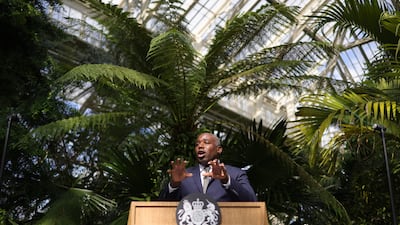 UK Foreign Secretary David Lammy delivers a keynote climate speech at Kew Gardens in London. He called for greater funding for the global south's transition to renewable energy and raised the threat of mass migration from global warming. Bloomberg