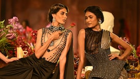 Models present creations by designer Siddartha Tytler during the FDCI India Couture Week in New Delhi. AFP